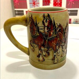 Budweiser Ceramic Mug with Clydesdales - Red and Brown